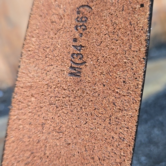 Vintage Brown Scrolled design Genuine Leather Belt & Heavy Cast Buckle - Picture 7 of 8